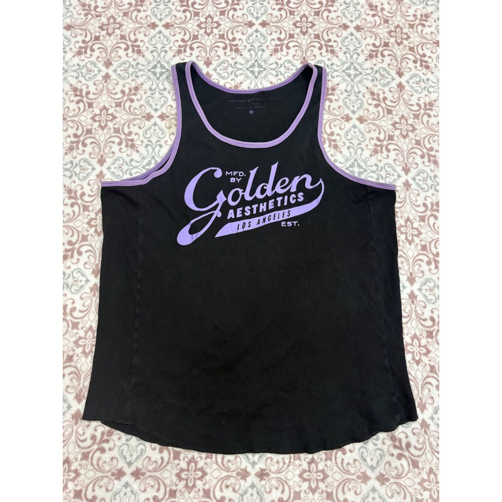 Golden Aesthetics Los Angeles Tank Top Mens XL Black Purple Graphic Gym Shirt